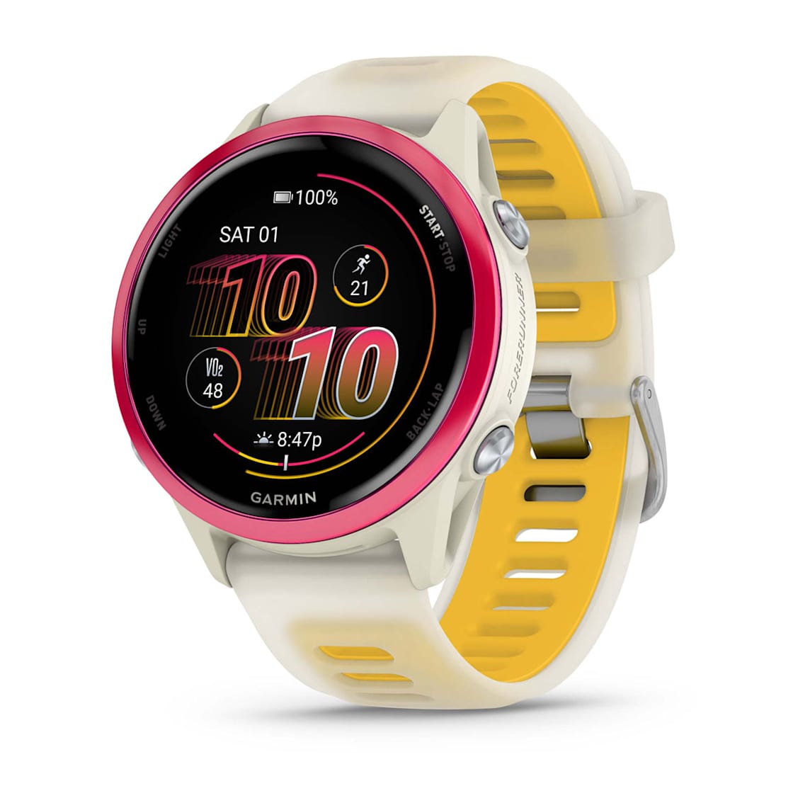 Garmin Forerunner 570 - 42mm Raspberry Aluminum GPS running watch at Houston Car Stereo