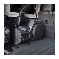 JL Audio Stealthbox custom-fit enclosed subwoofer for Jeep Wrangler Unlimited, Driver Side, 2 Ohm at Houston Car Stereo