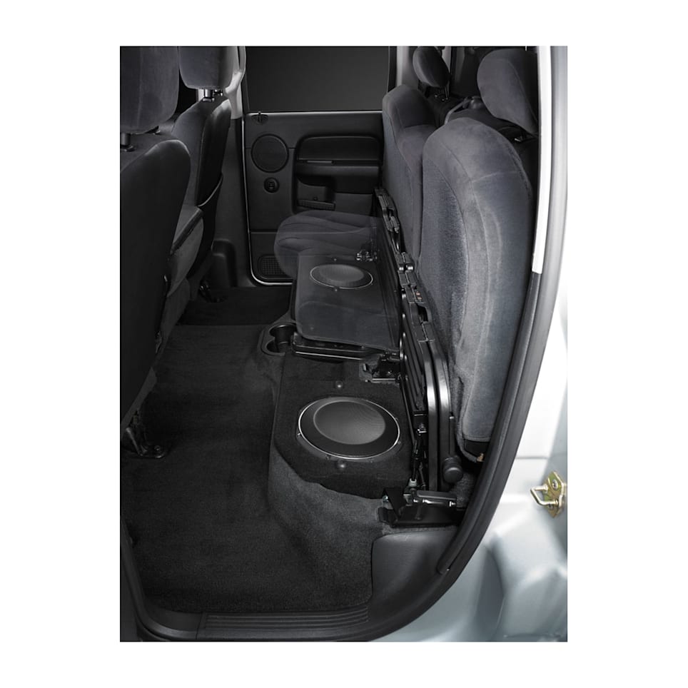 JL Audio Stealthbox custom-fit enclosed subwoofer for Dodge Ram at Houston Car Stereo