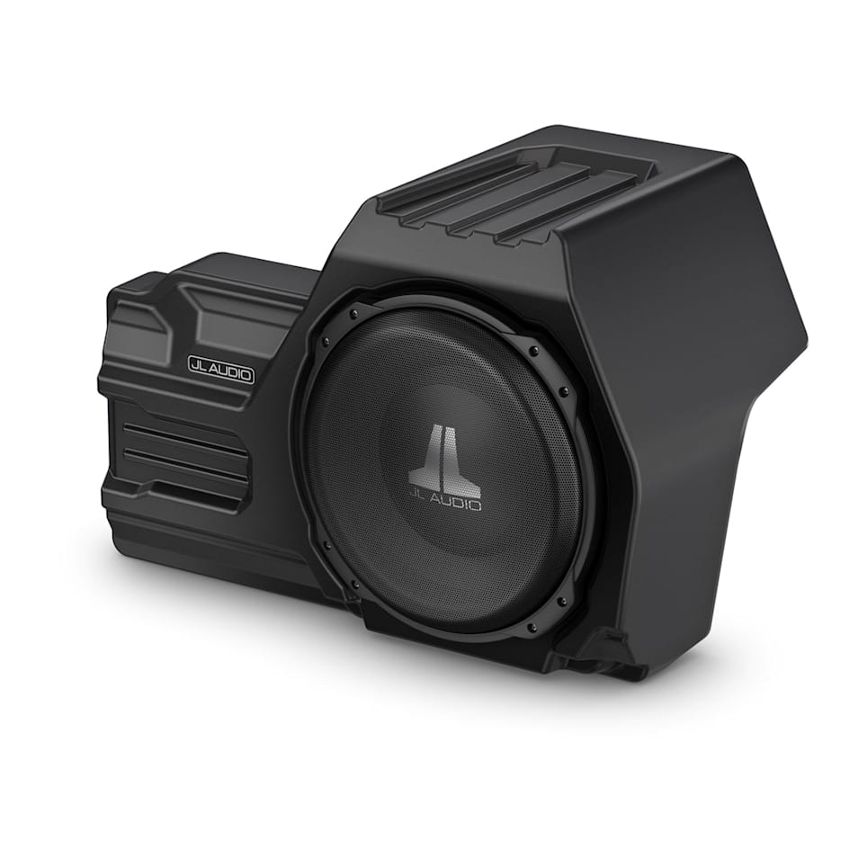 JL Audio Stealthbox custom-fit enclosed subwoofer for Jeep Wrangler Unlimited, Driver Side, 4 Ohm at Houston Car Stereo