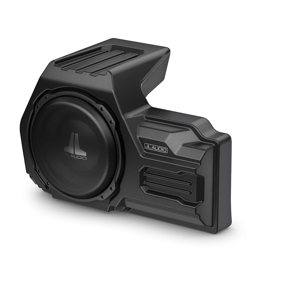 JL Audio Stealthbox custom-fit enclosed subwoofer for Jeep Wrangler Unlimited, Passenger Side, 4 Ohm at Houston Car Stereo