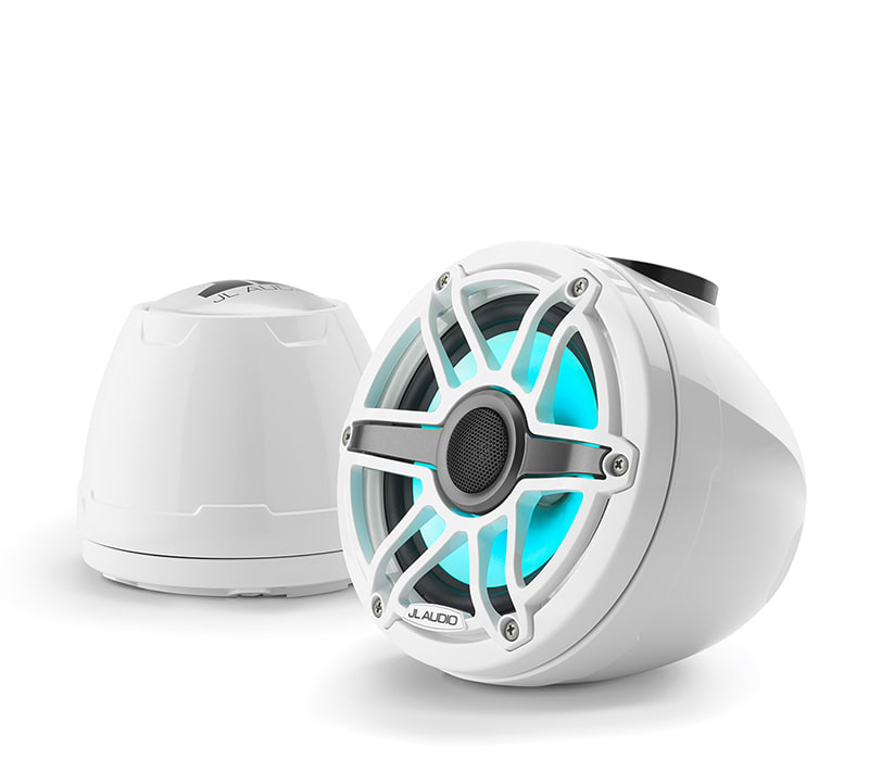 JL Audio M6-650VEX-Gw-S-GwGw wake tower marine speakers for boats, wakeboard towers and open-water sound, waterproof marine audio upgrade available across the USA