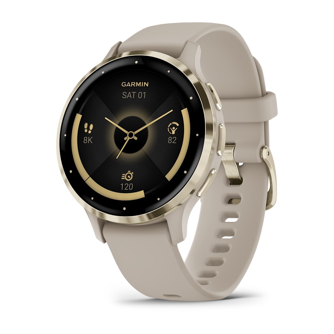 Garmin Venu 3S Soft Gold Stainless Steel Bezel fitness smartwatch at Houston Car Stereo