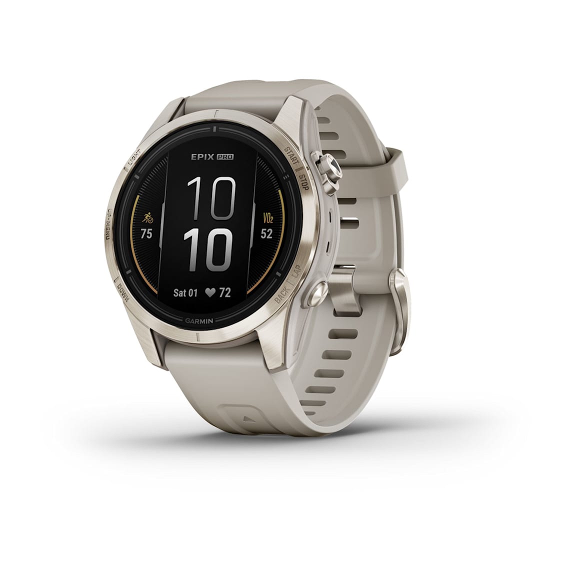 Garmin epix Pro (Gen 2) - Sapphire Edition | 42 mm Soft Gold premium multisport GPS smartwatch at Houston Car Stereo