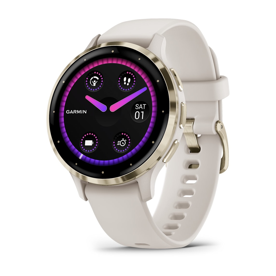 Garmin Venu 3S Soft Gold Stainless Steel Bezel fitness smartwatch at Houston Car Stereo