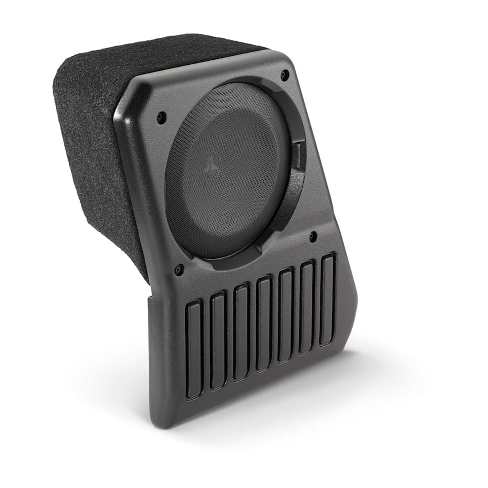 JL Audio Stealthbox custom-fit enclosed subwoofer for Jeep Wrangler Unlimited, Driver Side 2 ohm at Houston Car Stereo