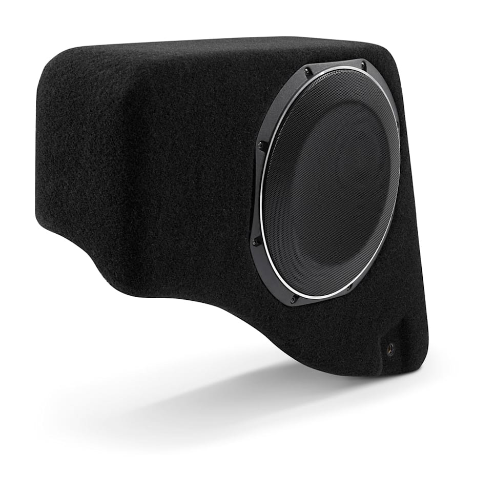 JL Audio Stealthbox custom-fit enclosed subwoofer for Jeep Wrangler Unlimited, Driver Side 2 ohm at Houston Car Stereo