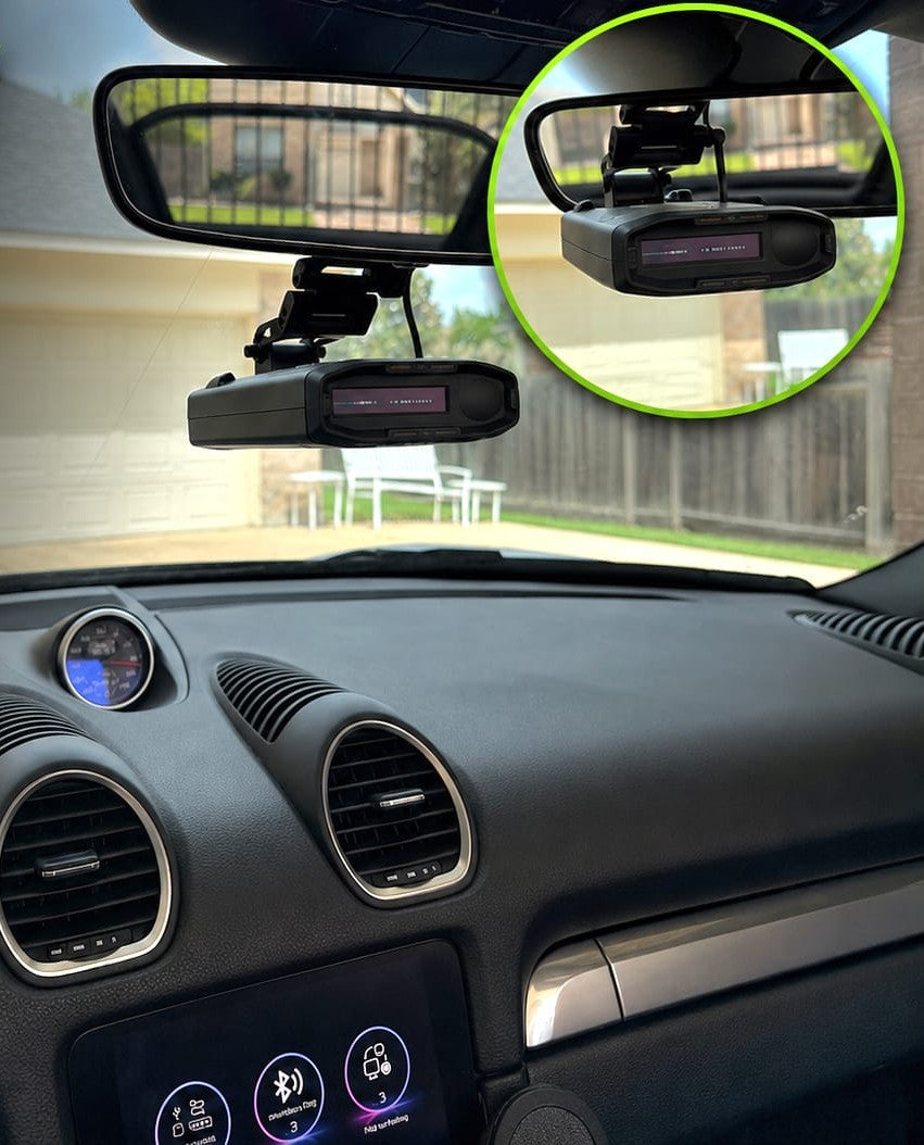 Hidden radar detector installation in a Porsche at Houston Car Stereo in Houston, TX with clean concealed mounting.  Clean Porsche radar detector installation with concealed hardware and factory-style integration in Houston.