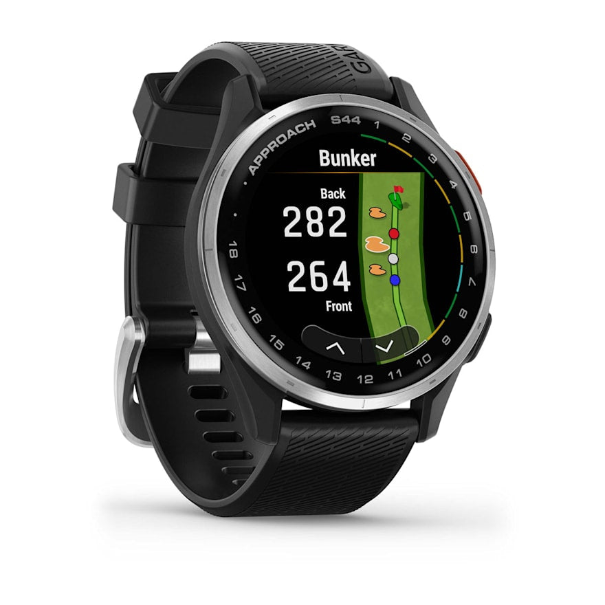 Garmin Approach S44 Silver Aluminum Bezel golf GPS smartwatch at Houston Car Stereo