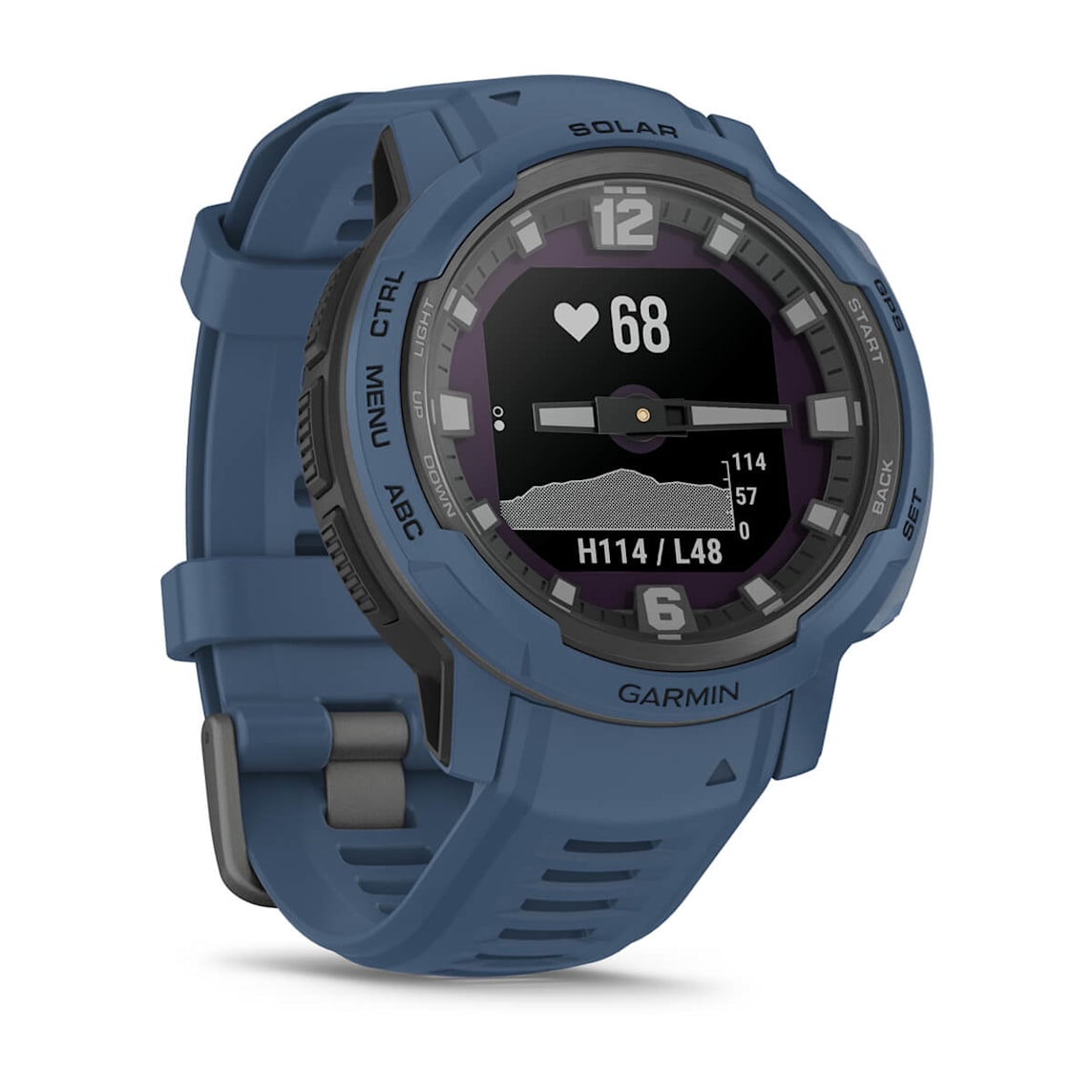 Garmin Instinct Crossover Solar Tidal Blue rugged outdoor GPS smartwatch at Houston Car Stereo
