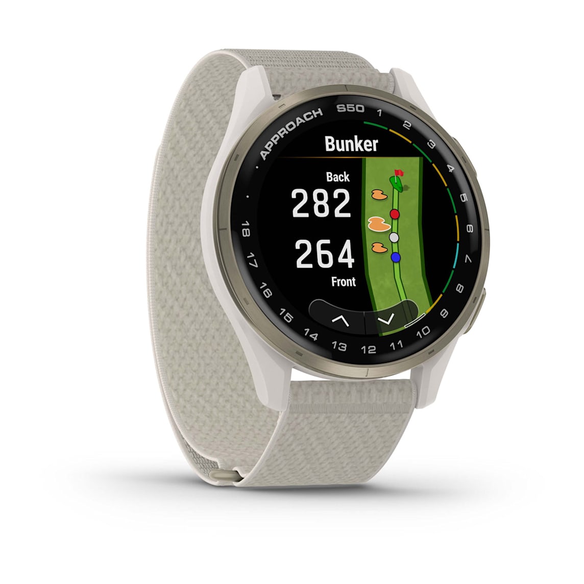 Garmin Approach S50 Cream Gold Aluminum Bezel golf GPS smartwatch at Houston Car Stereo