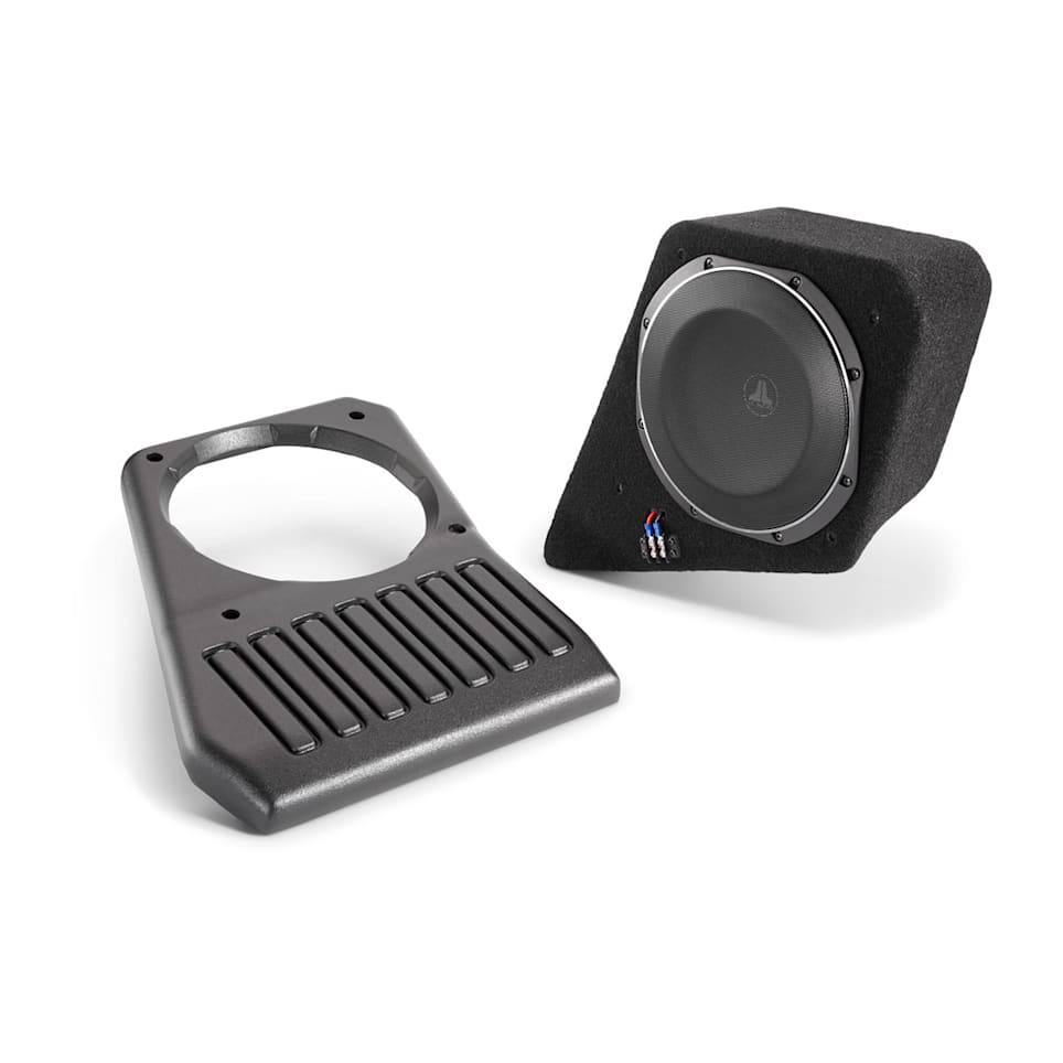 JL Audio Stealthbox custom-fit enclosed subwoofer for Jeep Wrangler Unlimited, Passenger Side 2 ohm at Houston Car Stereo