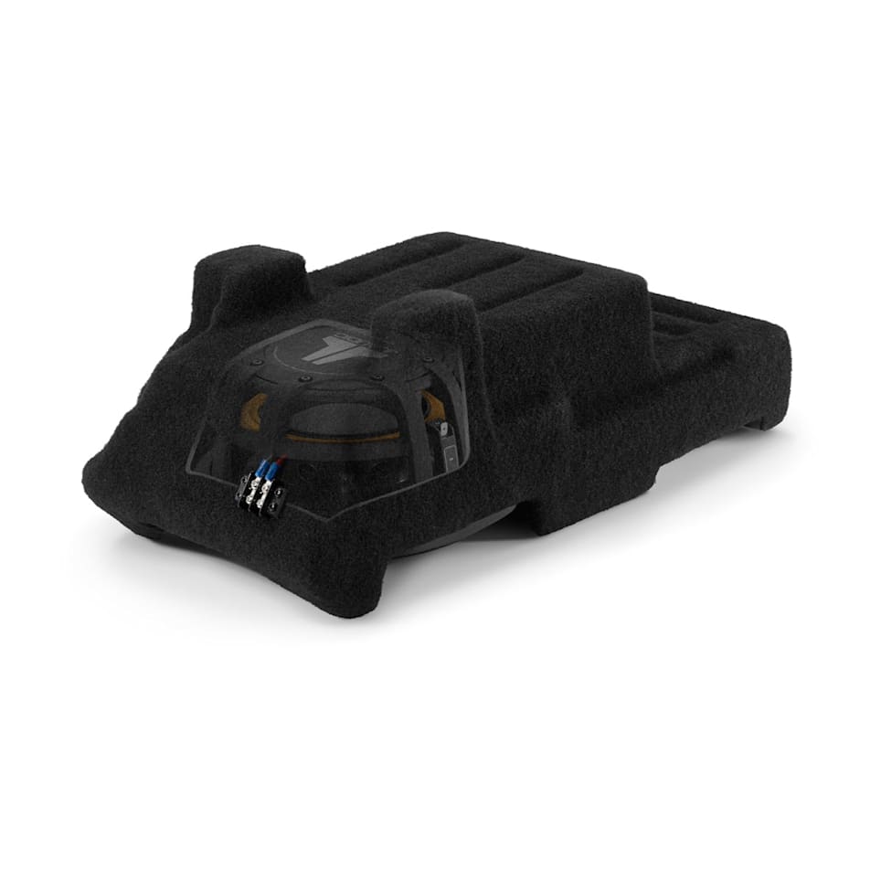 JL Audio Stealthbox custom-fit enclosed subwoofer for Chevrolet Silverado and GMC Sierra at Houston Car Stereo