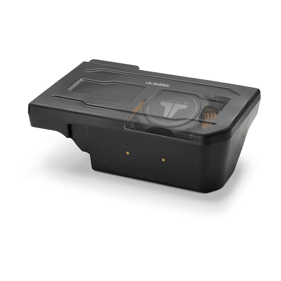 JL Audio Stealthbox custom-fit enclosed subwoofer for Toyota Tundra CrewMax at Houston Car Stereo