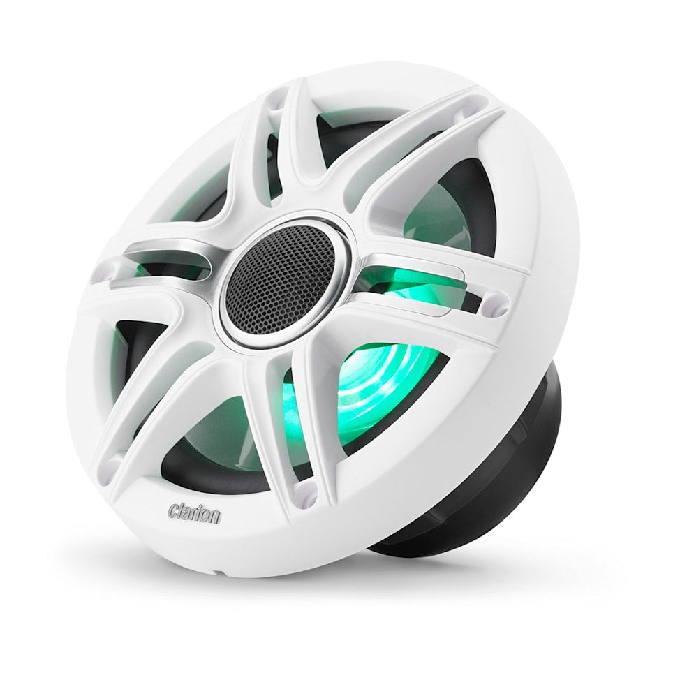 Clarion CMSP-651RGB-SWG marine speakers for boats, pontoons, yachts and marine sound systems, waterproof marine audio upgrade available across the USA