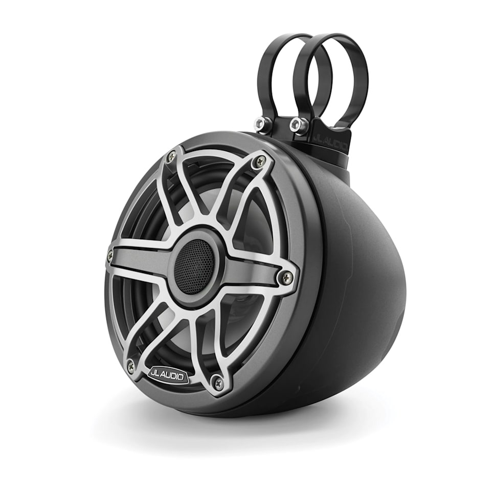 JL Audio M6-650VEX-Mb-S-GmTi wake tower marine speakers for boats, wakeboard towers and open-water sound, waterproof marine audio upgrade available across the USA